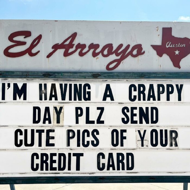 Restaurant funny signs, credit card