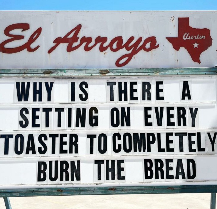Restaurant funny signs, toaster