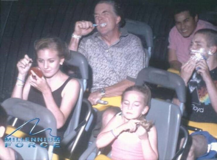 Funny Roller Coaster Pics brushing hair and teeth