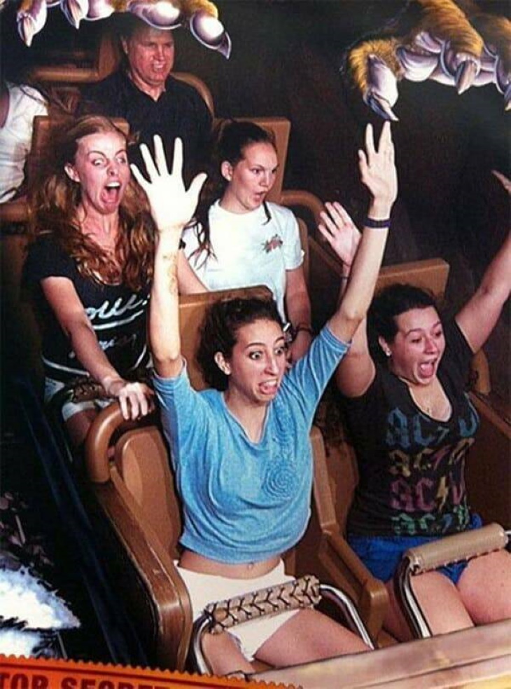 Funny Roller Coaster Pics shocked woman