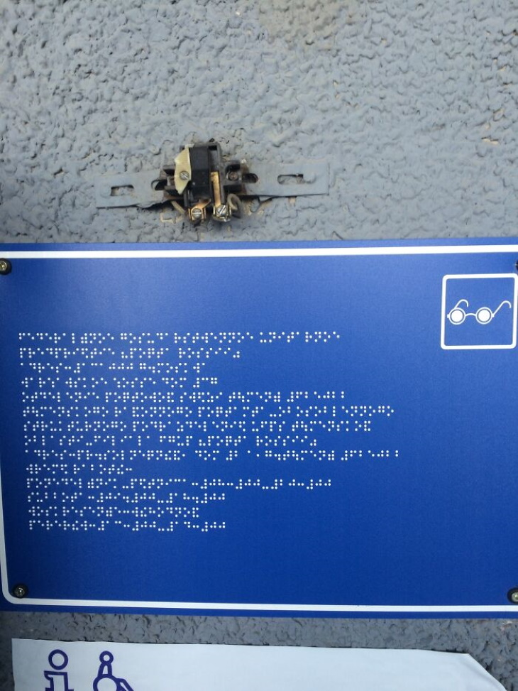 Work Safety Fails signboard in braille