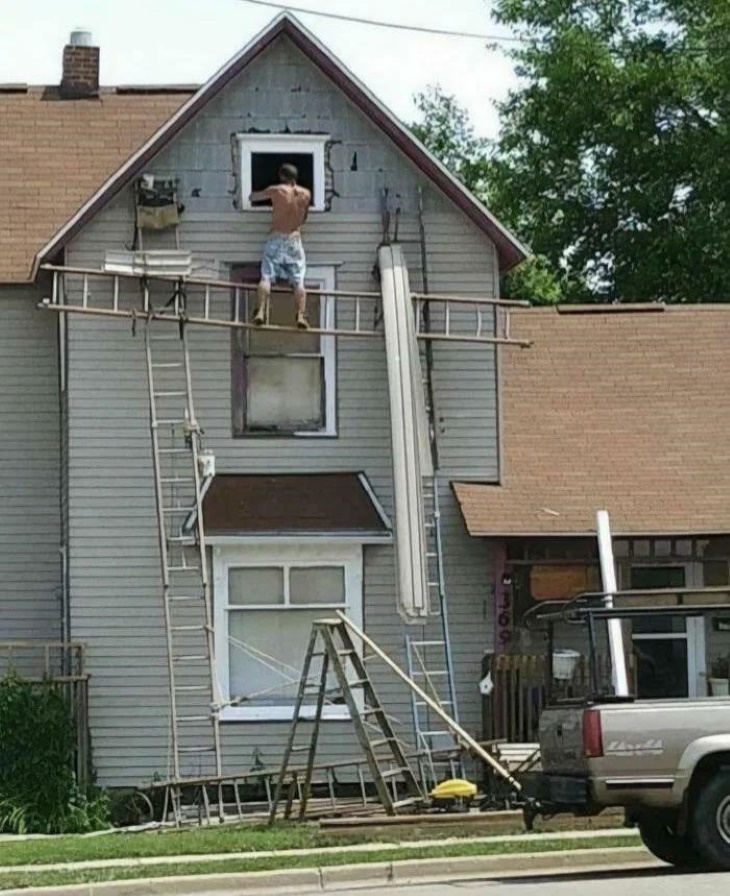 Work Safety Fails ladder acrobat