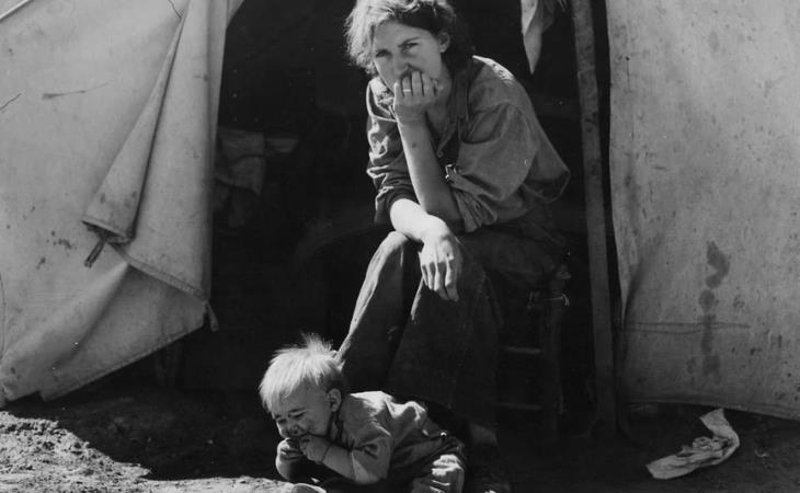 the great depression - 18 years old mother and her baby