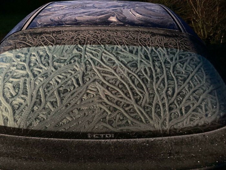 Photos of Storms ice formations on someone's car