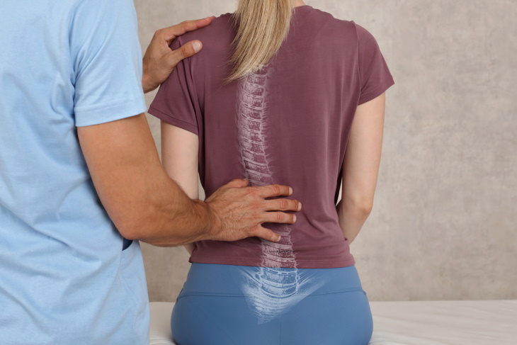 Types of Scoliosis doctor examining woman with scoliosis