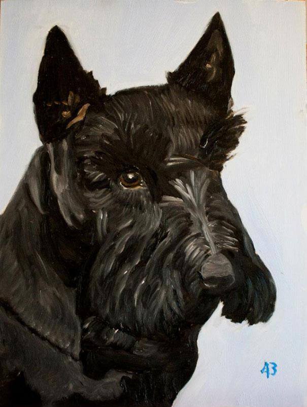 George Bush, painting of a dog