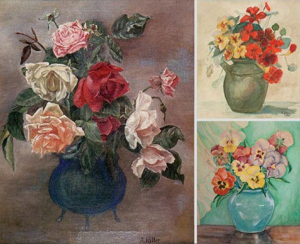 Hitler. paintings of flower vases 