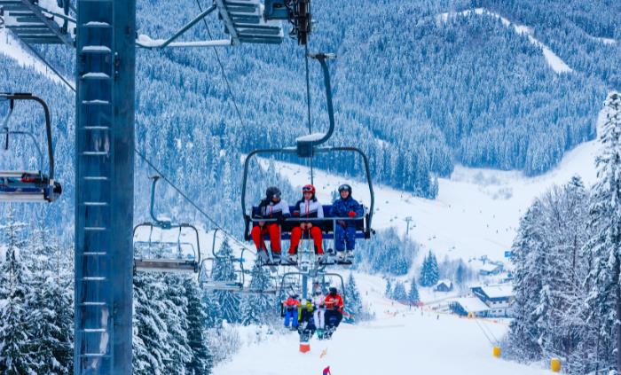 going up in a ski lift