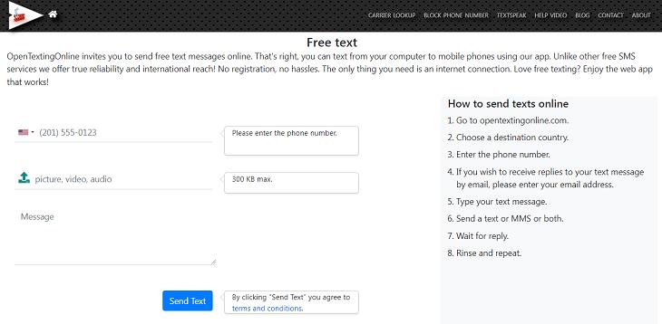Websites to Send Text Messages, OpenTextingOnline