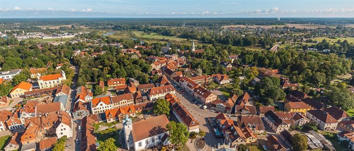 The historical district of Kuldīga in Latvia