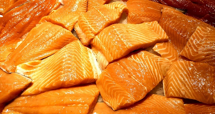 raw salmon steaks