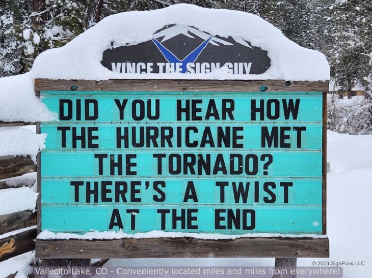Hilarious Roadside Signs, hurricane