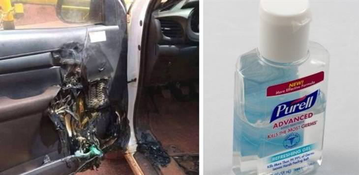 Alcogel and ruined car