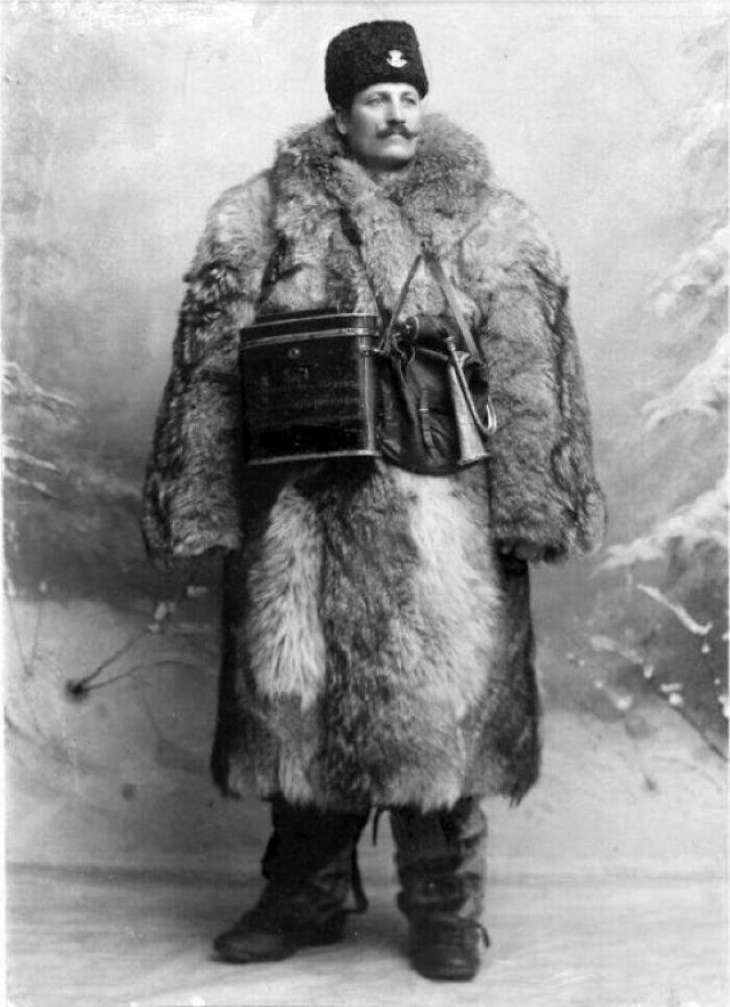 Historical Photos "Rural Mail Carrier In A Winter Uniform, 1900, Sweden"