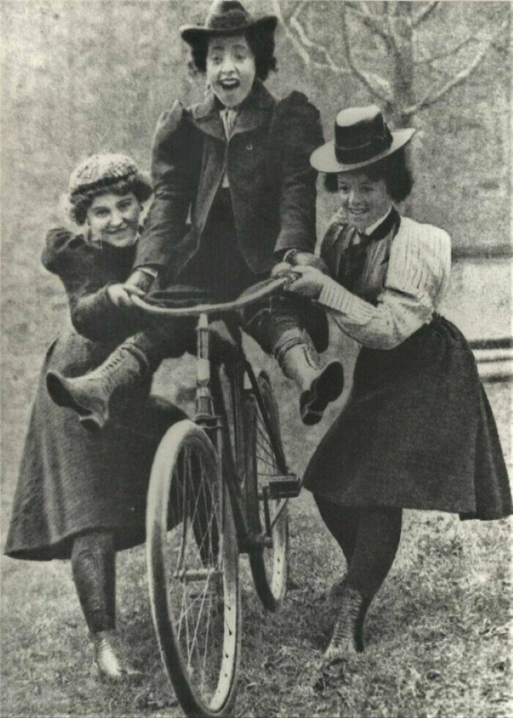 Historical Photos "Learning To Ride A Bicycle, Circa 1895."