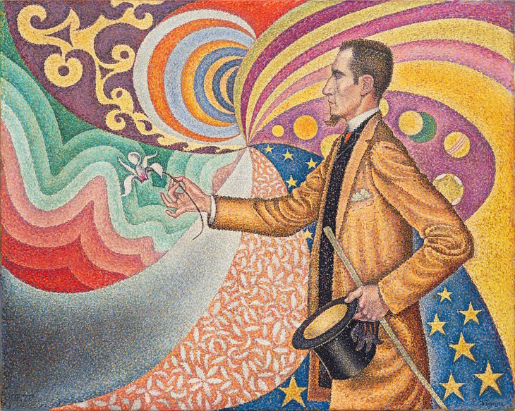 Paul Signac Opus 217. Against the Enamel of a Background Rhythmic with Beats and Angles, Tones, and Tints, Portrait of M. Félix Fénéon in 1890