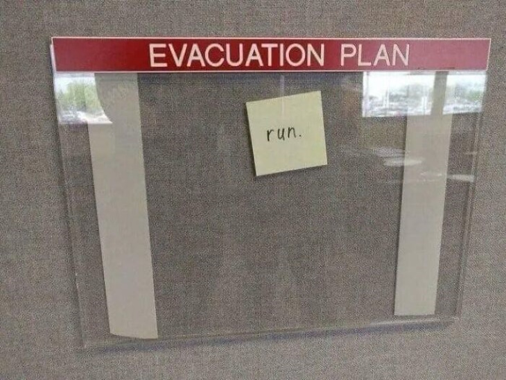 Hilarious Signs evacuation plan