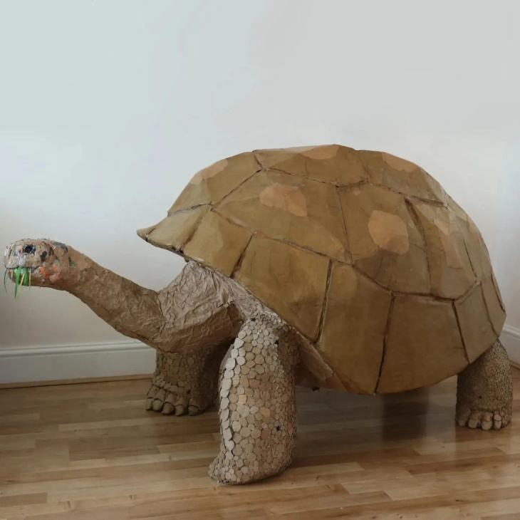 Cardboard Animal Sculptures by Josh Gluckstein tortoise