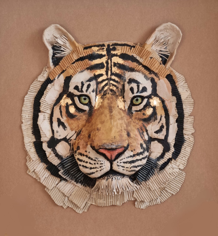 Cardboard Animal Sculptures by Josh Gluckstein tiger