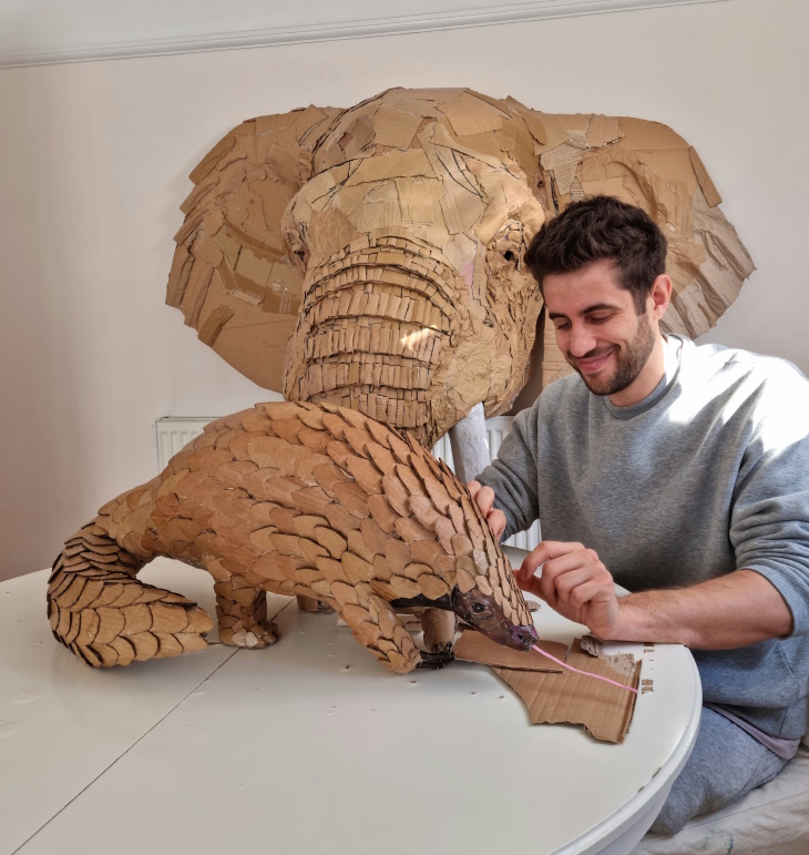 Cardboard Animal Sculptures by Josh Gluckstein unfinished animals