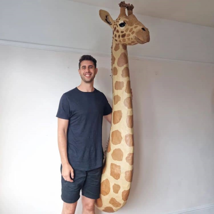 Cardboard Animal Sculptures by Josh Gluckstein giraffe