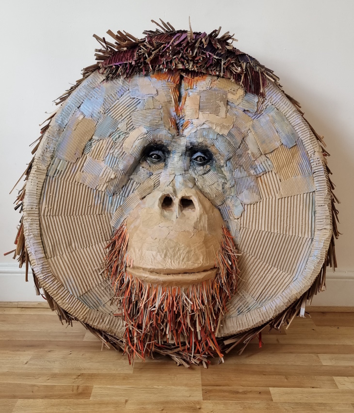 Cardboard Animal Sculptures by Josh Gluckstein orangutan
