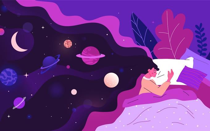 What your sleeping habits reveal about your future: illustration of a woman sleeping and dreaming of stars