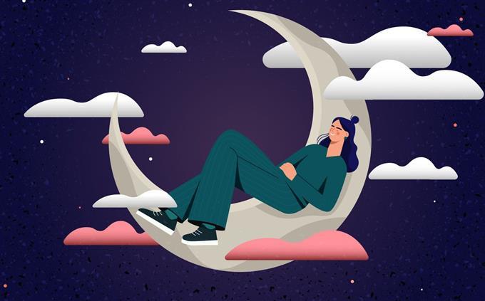 What your sleeping habits reveal about your future: illustration of a woman sleeping on a cloud