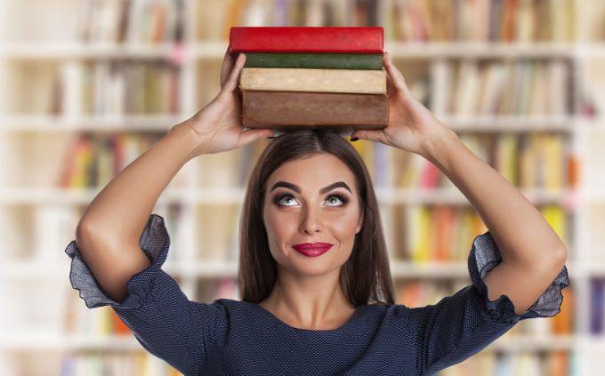 What is your level of general knowledge: woman with books on her head