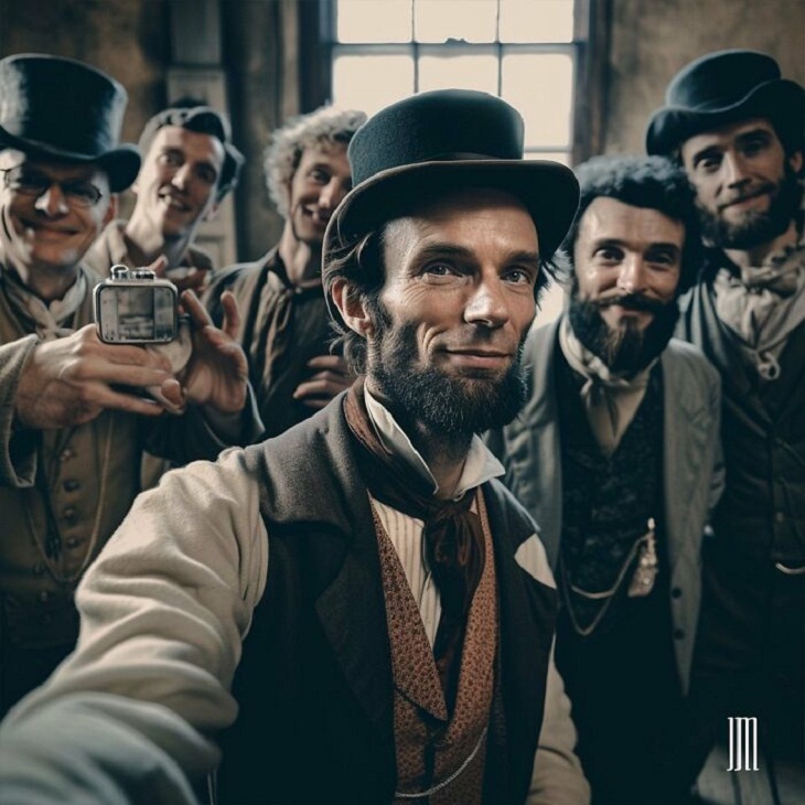 AI-Generated Selfies of Iconic Figures, Abraham Lincoln