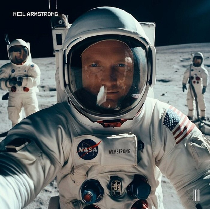 AI-Generated Selfies of Iconic Figures, Neil Armstrong