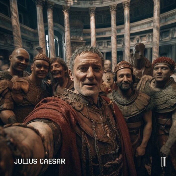 AI-Generated Selfies of Iconic Figures, Julius Caesar