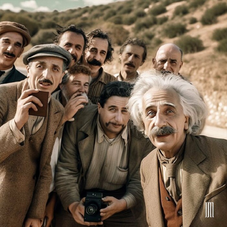 AI-Generated Selfies of Iconic Figures, Albert Einstein