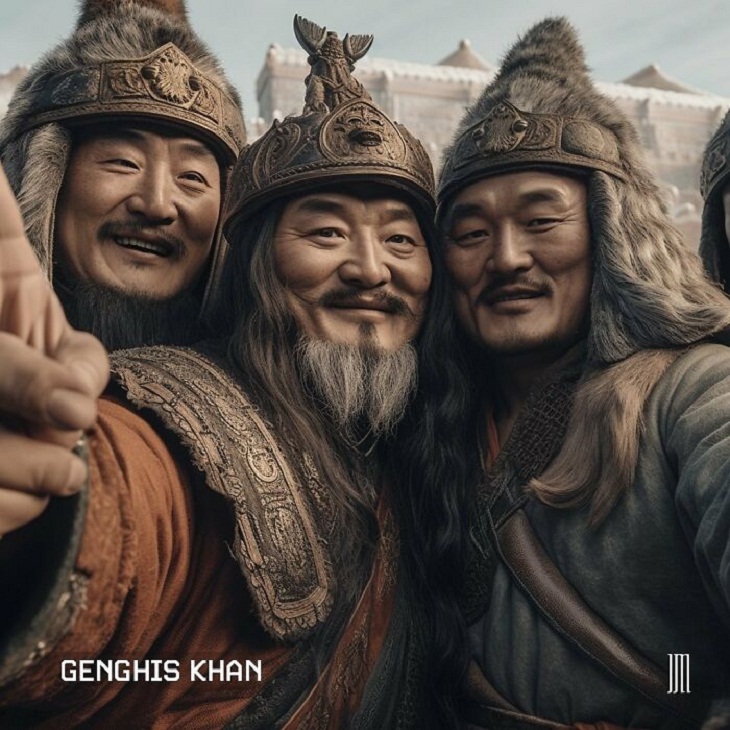 AI-Generated Selfies of Iconic Figures, Genghis Khan
