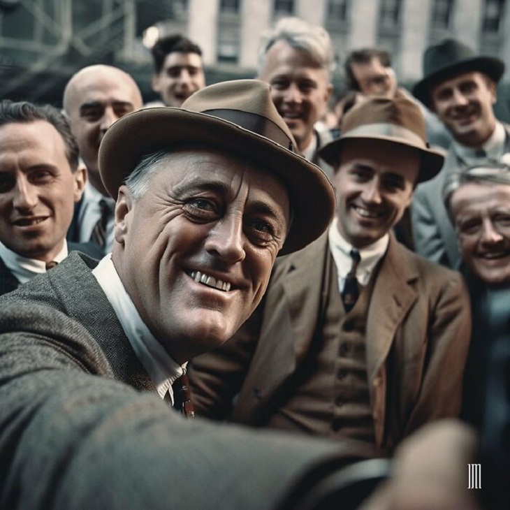 AI-Generated Selfies of Iconic Figures, Franklin D. Roosevelt