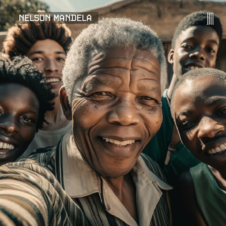 AI-Generated Selfies of Iconic Figures, Nelson Mandela
