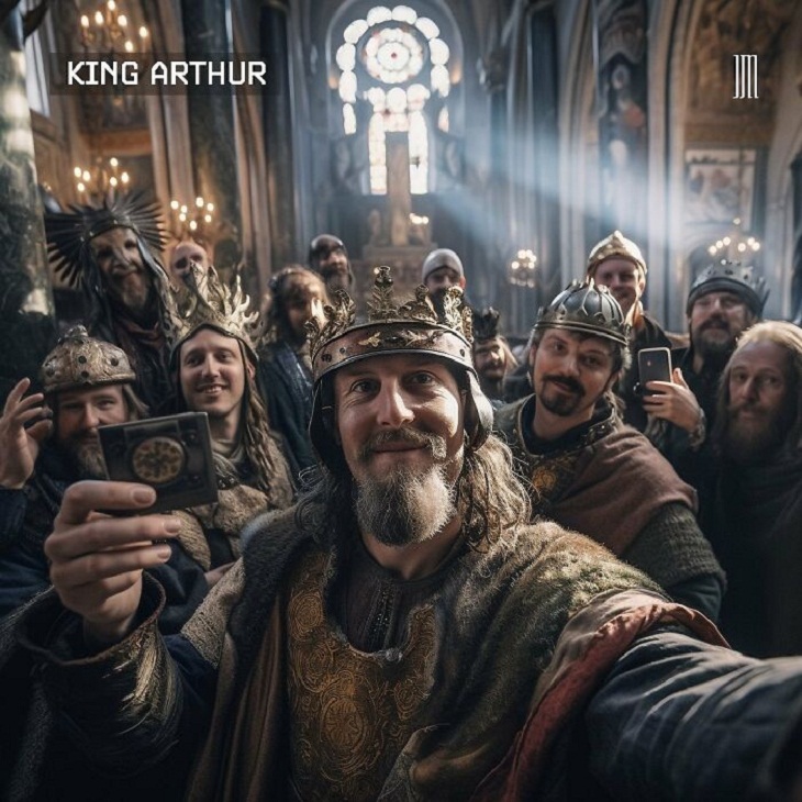 AI-Generated Selfies of Iconic Figures, King Arthur