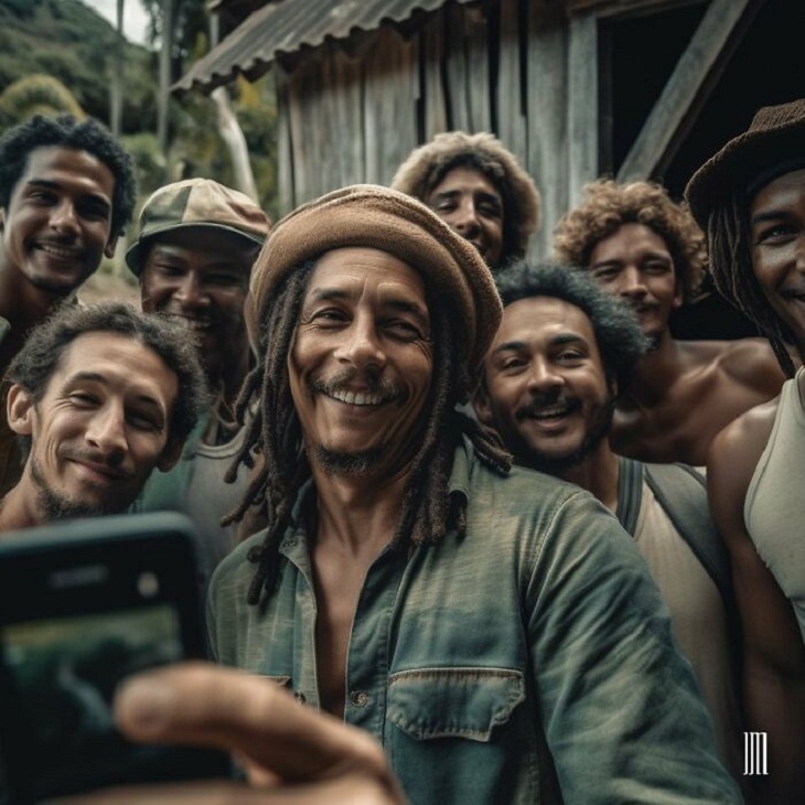AI-Generated Selfies of Iconic Figures, Bob Marley