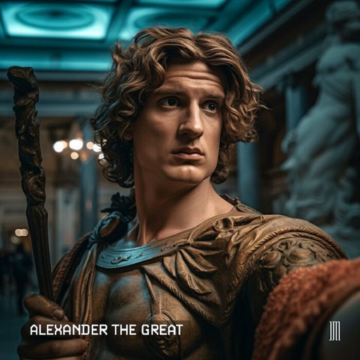 AI-Generated Selfies of Iconic Figures, Alexander The Great