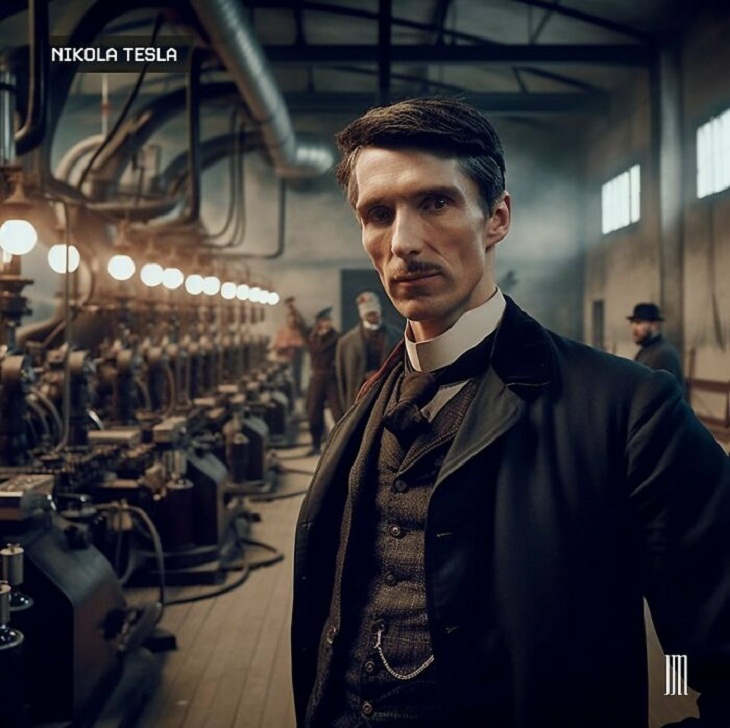 AI-Generated Selfies of Iconic Figures, Nikola Tesla