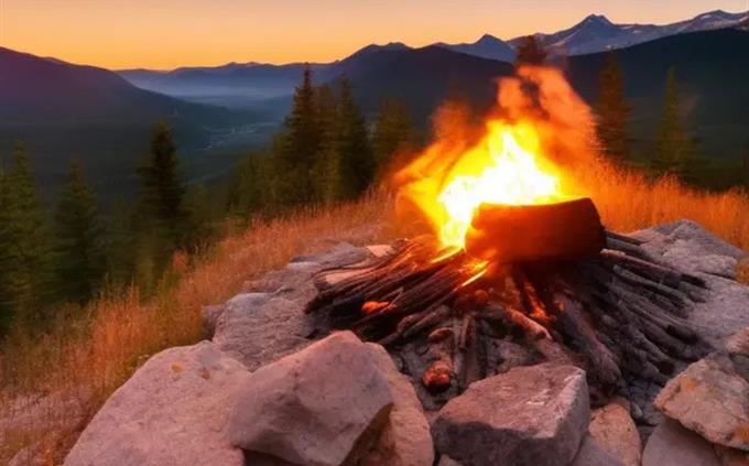 Artificial intelligence or real image: a bonfire in the mountains