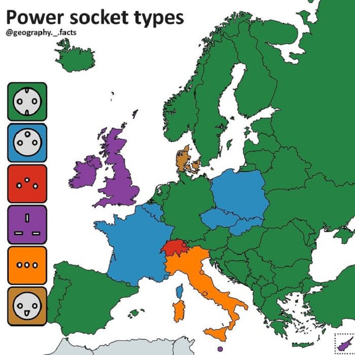 Geographical Maps, power sockets