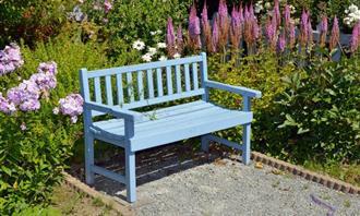 What garden is hiding in your soul: a painted wooden bench