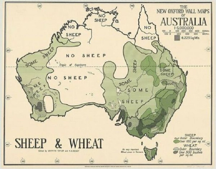 Unusual Maps, Australian map of sheep