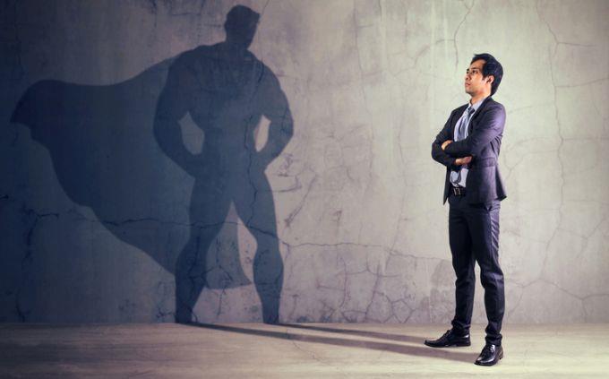 What is the spice of your character: A man standing in front of his shadow that looks like a superhero