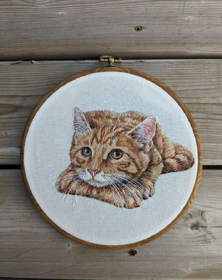 Embroidery Works, kitten
