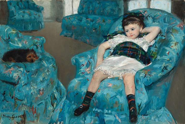 Famous Dog Paintings, Little Girl in a Blue Armchair