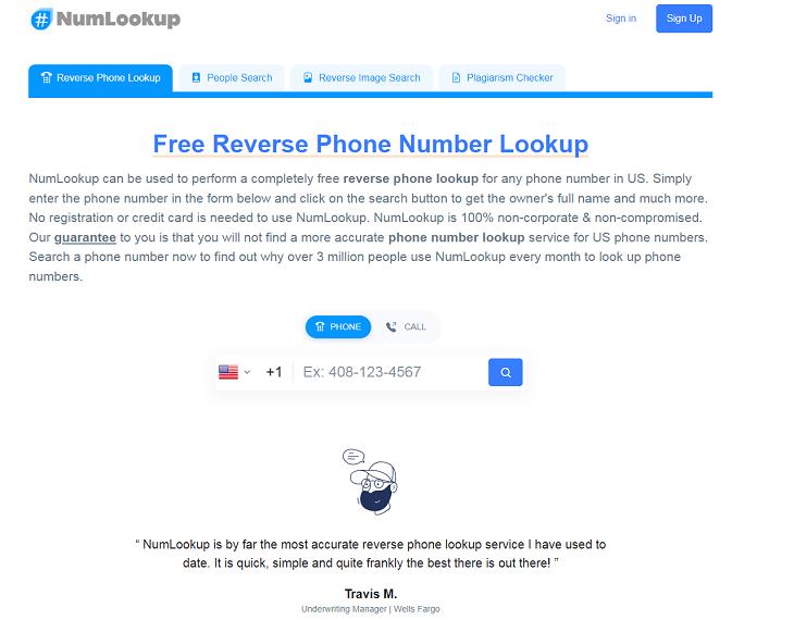 Identify a Phone Number Online, NumLookup