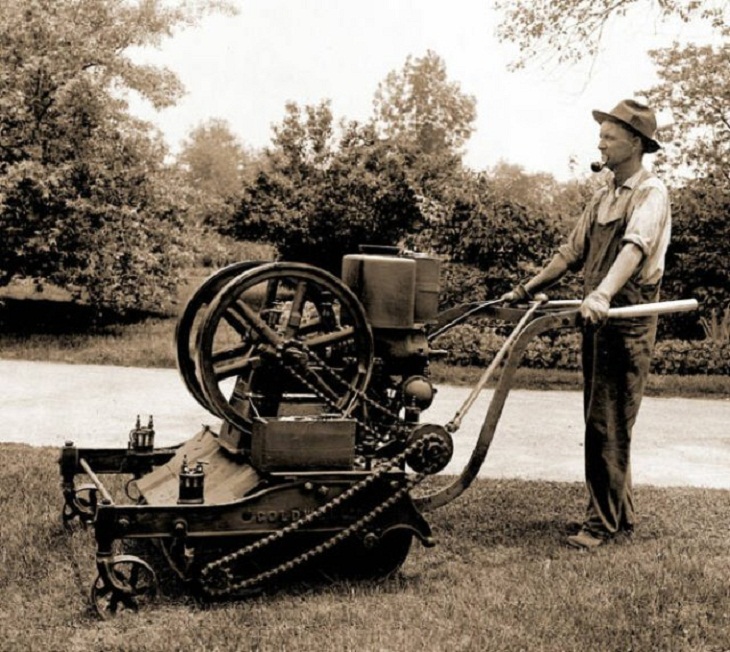 Vintage Versions of Modern Technology, First lawn mower
