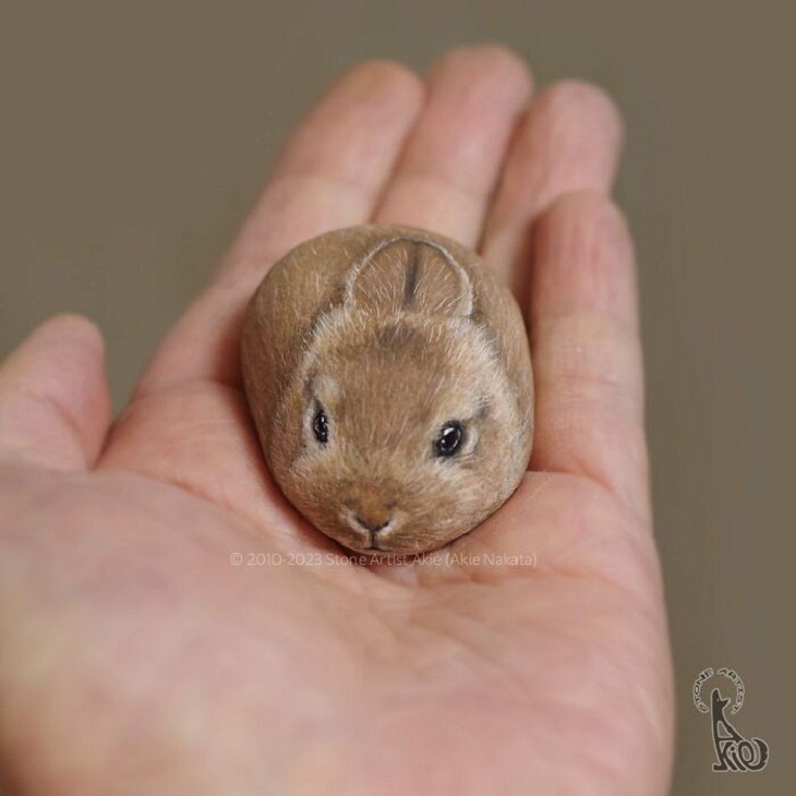 Animal Paintings on Stones, Baby Bunny